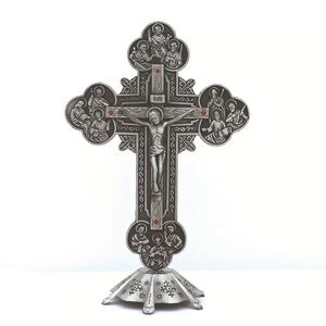 Ornate Silver Cross with Religious Icons